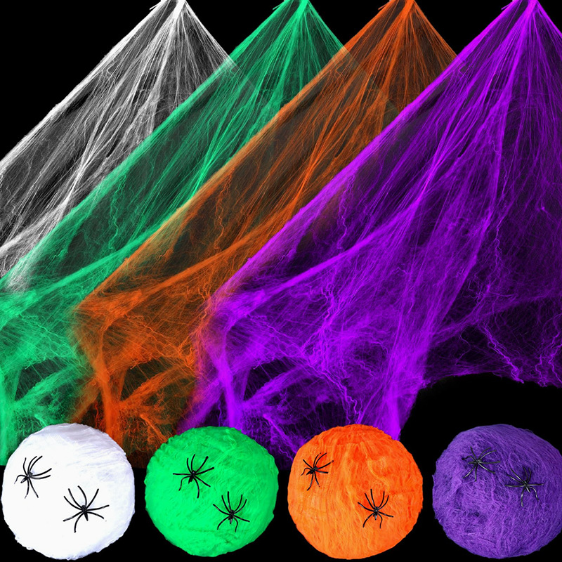 Spider Web Halloween Decoration - Decorazione di Halloween, Ragnatela Bianca Artificiale