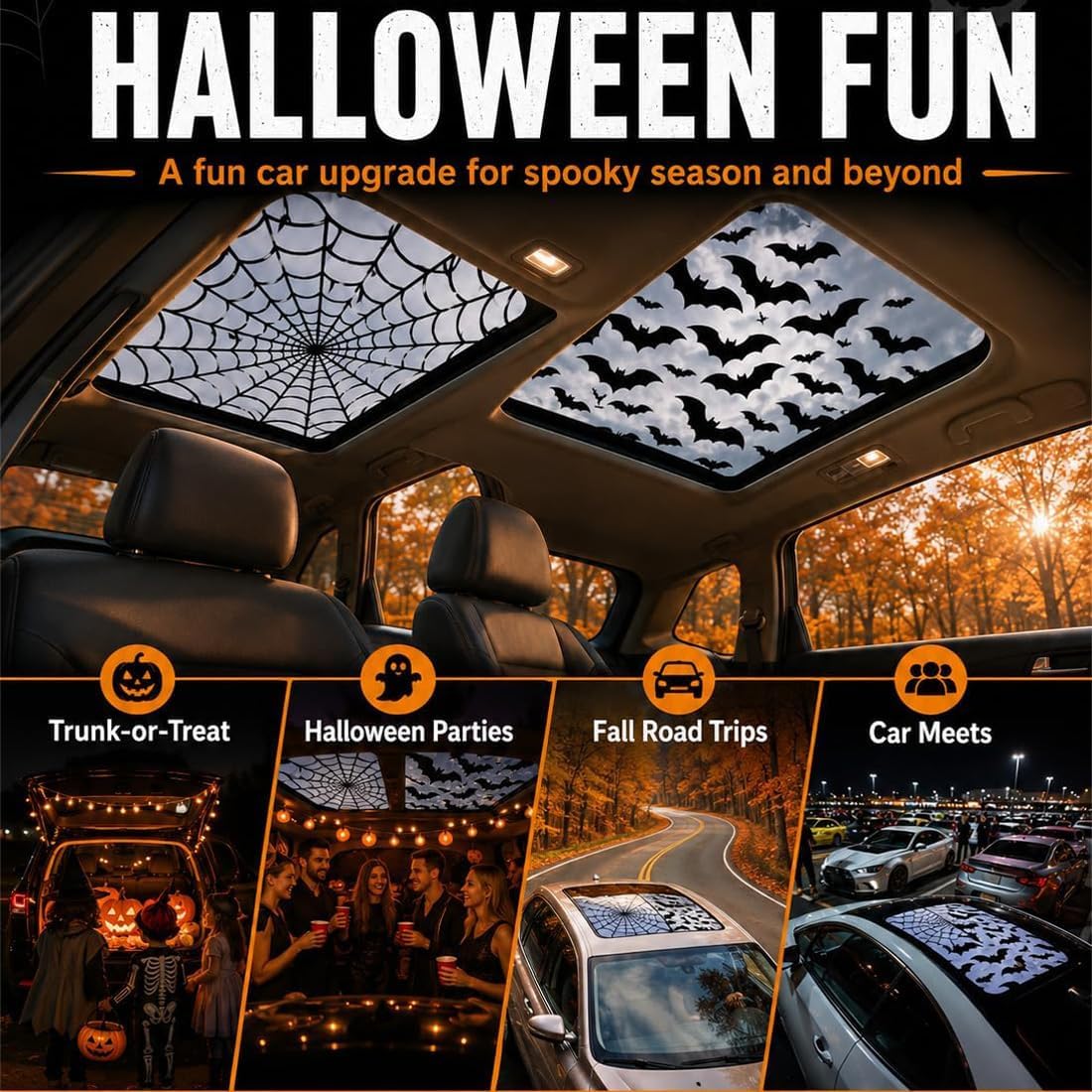 Adesivi per Tettuccio Auto Hal - Spider Web Halloween Decoration recensione e prezzo