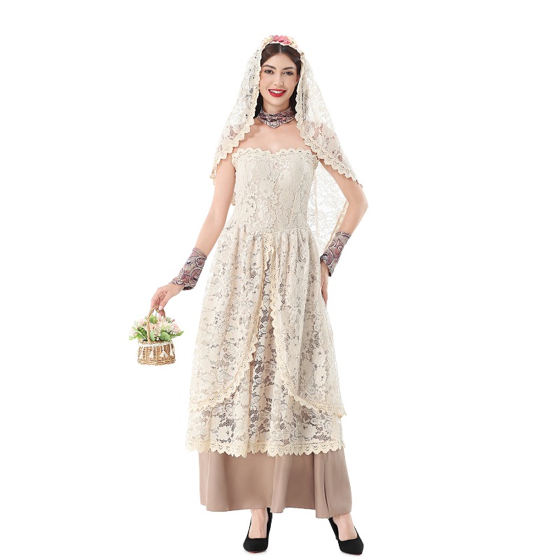 Abito lungo vintage in pizzo p - Halloween Costume Adult recensione e prezzo