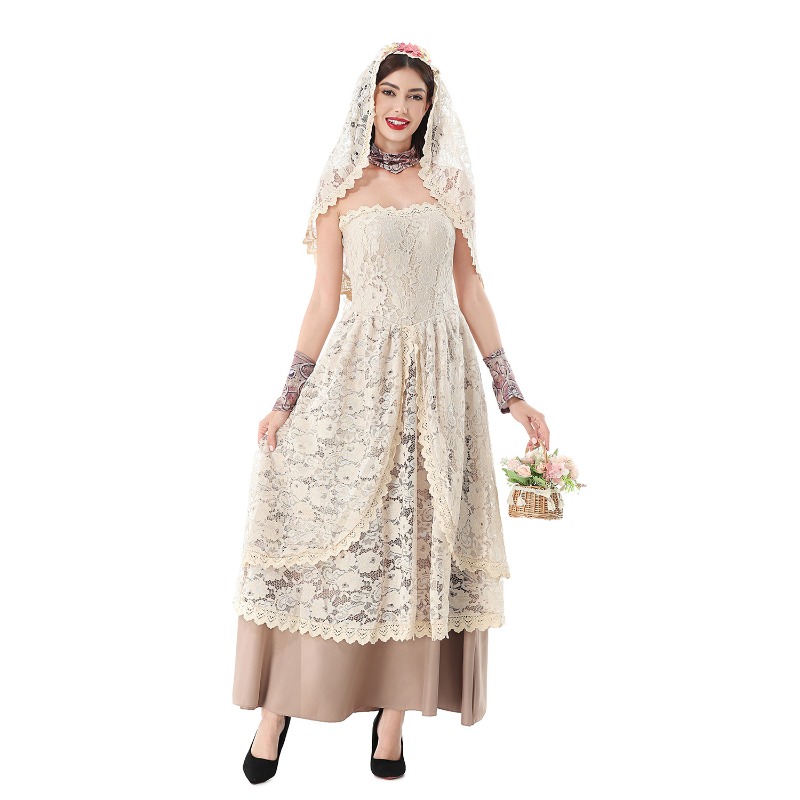Abito lungo vintage in pizzo p - Halloween Costume Adult recensione e prezzo