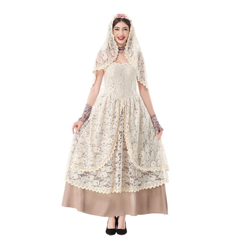 Abito lungo vintage in pizzo p - Halloween Costume Adult recensione e prezzo